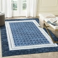 thumbnail image 1 of Geetinfly 5*7FT Area Rugs 1150Gsm 100% Polyester Rug 350Gsm Pile Weight Pearl Velvet Washed Back Folding Printed Carpet - Modern - Geya Navy blue hue, 1 of 7