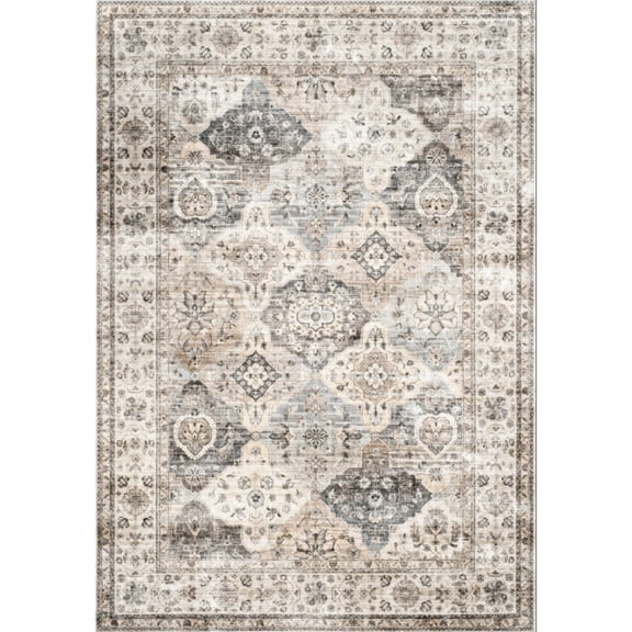Geetinfly 5*7FT Area Rugs 1150Gsm 100% Polyester Rug 350Gsm Velvet Weight Pearl Velvet Washed Back Folding Printed Carpet Xm-Persia-Romantic Time Beige