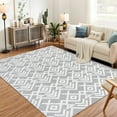 thumbnail image 1 of Geetinfly 8*10FT Area Rugs 1150Gsm 350Gsm Heavy Pearl Velvet Washed Back Folding Printed Carpet Xxs-Modern-Geometry Gray tone, 1 of 7