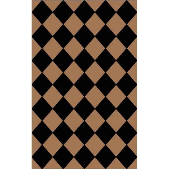 Geetinfly 8*10FT Area Rugs 320Gsm Pp Tube Plastic Woven Outdoor Carpet-Modern-Large Diamond Grid Black Brown