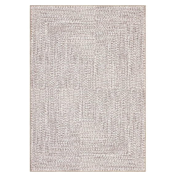 Geetinfly 8 x 10 ft Polyester Beige Grey Rectangular Living Room Bedroom Dining Room Office Solid Modern Machine Washable Area Rug