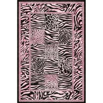 Geetinfly 9*12FT Area Rugs 1150Gsm 100% Polyester Rug 350Gsm Velvet Weight Pearl Velvet Washed Back Folding Printed Carpet Xxy-Modern-Splicing Animal Pattern Pink