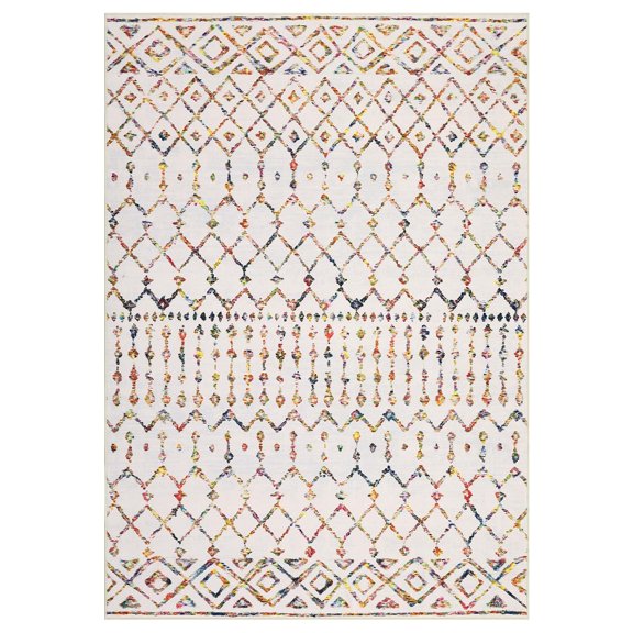 Geetinfly 9 x 12 ft Polyester Imitation Rainbow Rectangular Hallway Bathroom Entryway Kitchen Office Foldable Geometric Printed Modern Washable Area Rug