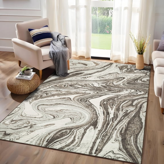 Geetinfly 9inx12in Large Area Rugs for Living Room Modern Abstract Rug Machine Washable Rug Stain Resistant Indoor Carpet Low Pile Non-Slip Rugs for Bedroom Dining Room Office Playroom Camel
