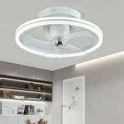 Geetinfly Ceiling Fan, Ceiling Fan Light With Remote Control, 6 Wind Speeds, Timer, 3 Color Lighting Modes, Memory Function, Semi Embedded Ceiling Fan Light For Living Room