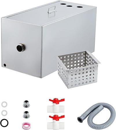 Yescom 8 Lbs Commercial Grease Trap Stainless Steel Interceptor 5GPM Restaurant Cafe