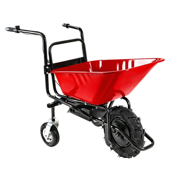 Geetinfly Electric Wheelbarrow Cart, 24V 250W Brushless Motor Powered Cart, 330LBS (150KG) Capacity 2.6 Cu.Ft Load, 12V 12Ah Batteries, All-Terrain Steel Frame Garden Wagon