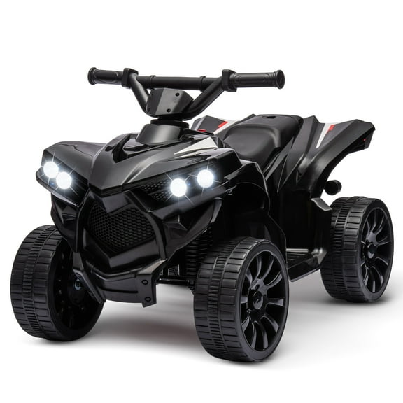 Geetinfly Kids ATV 4 Wheeler,6V Battery Powered Quad Electric Vehicle with LED Lights,Foot Pedal,Ride on Toy Car for Kids Toddlers,Black