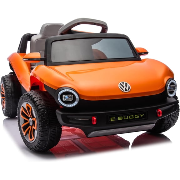 Geetinfly Licensed Volkswagen 12V Kids Electric Vehicle Ride-On Toy with Remote Control, LED Lights, MP3, Bluetooth - Orange