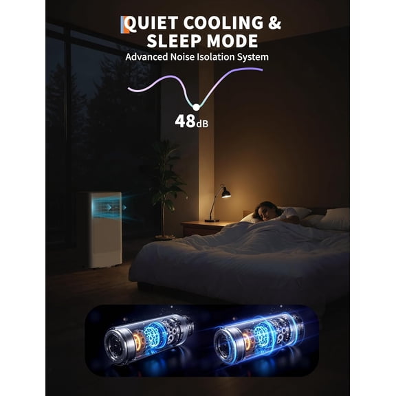Geetinfly Portable Air Conditioner,10,000 BTU Quiet 3-in-1 Cooling Unit for Rooms Up to 450 Sq.Ft,Includes Dehumidifier & Fan Modes Remote Control Sleep Mode,Perfect for Bedrooms