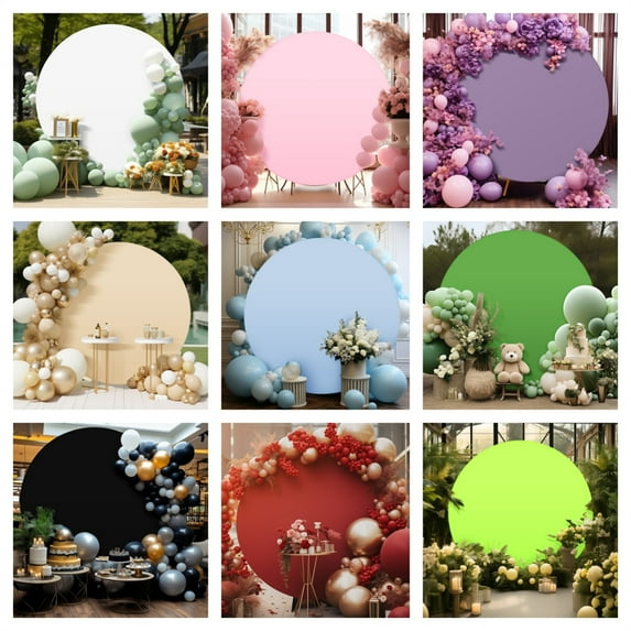 GeetinflyRound Arch Backdrop Cover 6ft/6.5ft/7.2ft Wrinkle Resistant Machine Washable For Wedding Birthday Shower Decorations