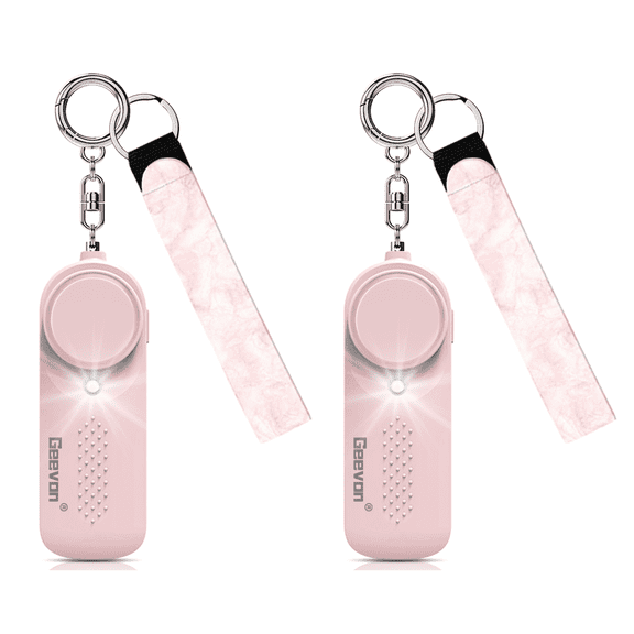 Geevon 2 Pack Personal Safety Alarms, 130DB Safe Sound Self Defense Alarm Siren with Strobe Light, Emergency Security Alert Devices for Women, Men, Elderly, Children (Pink - 2 Pack)