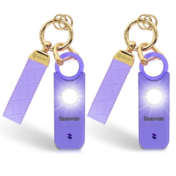 Geevon 2 Pack Rechargeable Personal Safety Alarms for Women, 135DB Self Defense Alarm with LED Flash, Personal Protection Device for Women, Men, Children, Elderly (Purple - 2 Pack)