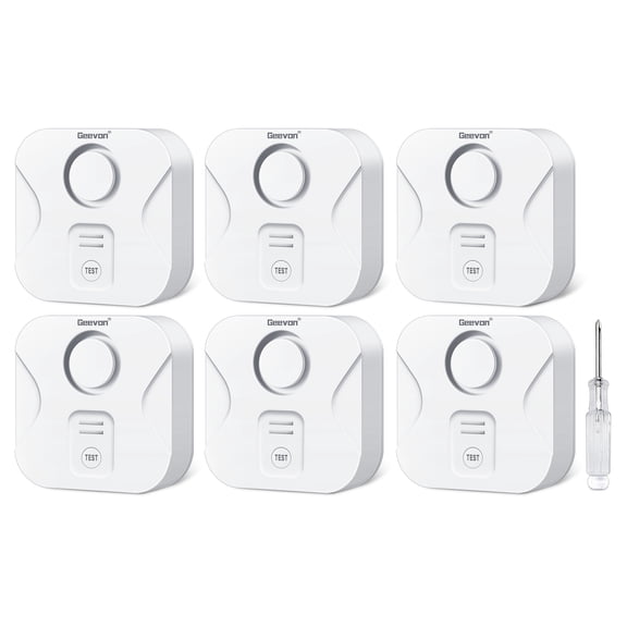Geevon 6 Pack Water Leak Detectors for Home, 100dB Loud Water Sensor Alarm Leak Detectors with Drip Alert for Kitchen, Basements, Laundry Rooms, IP56 Waterproof(Battery Included)