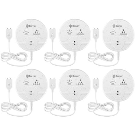 Geevon 6 Pack Water Leak Detectors for Home, 135dB Water Leak Sensor Flood Detection Water Alarms for Basements, Bathrooms, Kitchens, Garages, and Attics, Battery-Operated (Battery Included)