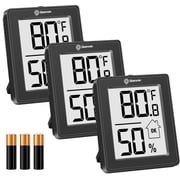Geevon Digital Hygrometer, 3 Pack Indoor Thermometer Indoor Thermohygrometer with Battery, Digital Temperature Humidity Meter Indicator for Home, Office, Greenhouse, Mini HygrometerBlack