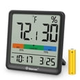 thumbnail image 1 of Geevon Digital Indoor Thermometer Hygrometer, Wireless Temperature Humidity Meter with Comfort Index, 1*AAA Battery, Calendar, Small Room Temperature Monitor for Home, Greenhouse, Bedroom(Black), 1 of 9