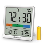 Geevon Digital Indoor Thermometer Hygrometer, Wireless Temperature Humidity Meter with Comfort Index, 1*AAA Battery, Calendar, Small Room Temperature Monitor for Home, Greenhouse, Bedroom(White)