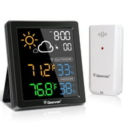 Geevon Indoor Outdoor Thermometer Digital Wireless, Color Display Digital Thermohygrometer Temperature Humidity Monitor with Alarm Clock and Backlight
