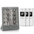 thumbnail image 1 of Geevon Indoor Outdoor Thermometer Wireless with 3 Remote Sensors, Wireless Thermohygrometer, Digital Temperature Humidity Meter with 200FT/60M Range(Gray), 1 of 9