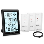 Geevon Indoor Outdoor Thermometer Digital Wireless with 3 Outdoor Sensors, Large LCD Display Digital Temperature Humidity Gauge with Backlight (LCD Display)