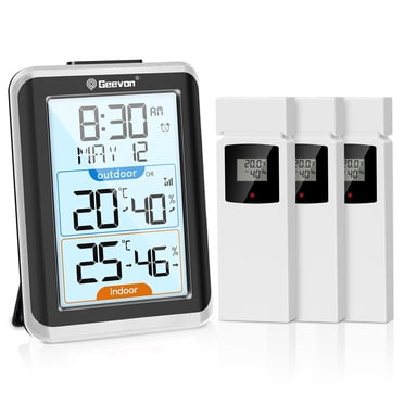 Geevon Wireless Weather Station - Indoor Outdoor Thermometer Hygrometer With Touch Screen, Forecast, Alerts