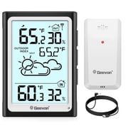 Geevon Large Display Digital Indoor Outdoor Thermometer Hygrometer, Wireless Indoor Outdoor Thermohygrometers with 200ft/60m Range Sensors