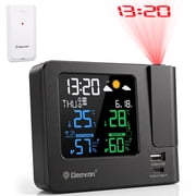 Geevon Projection Alarm Clock with Indoor Outdoor Thermometer, Projection Clock for Bedroom Ceiling, Dual Alarms, Colored Backlight, Bedroom Weather Forecast