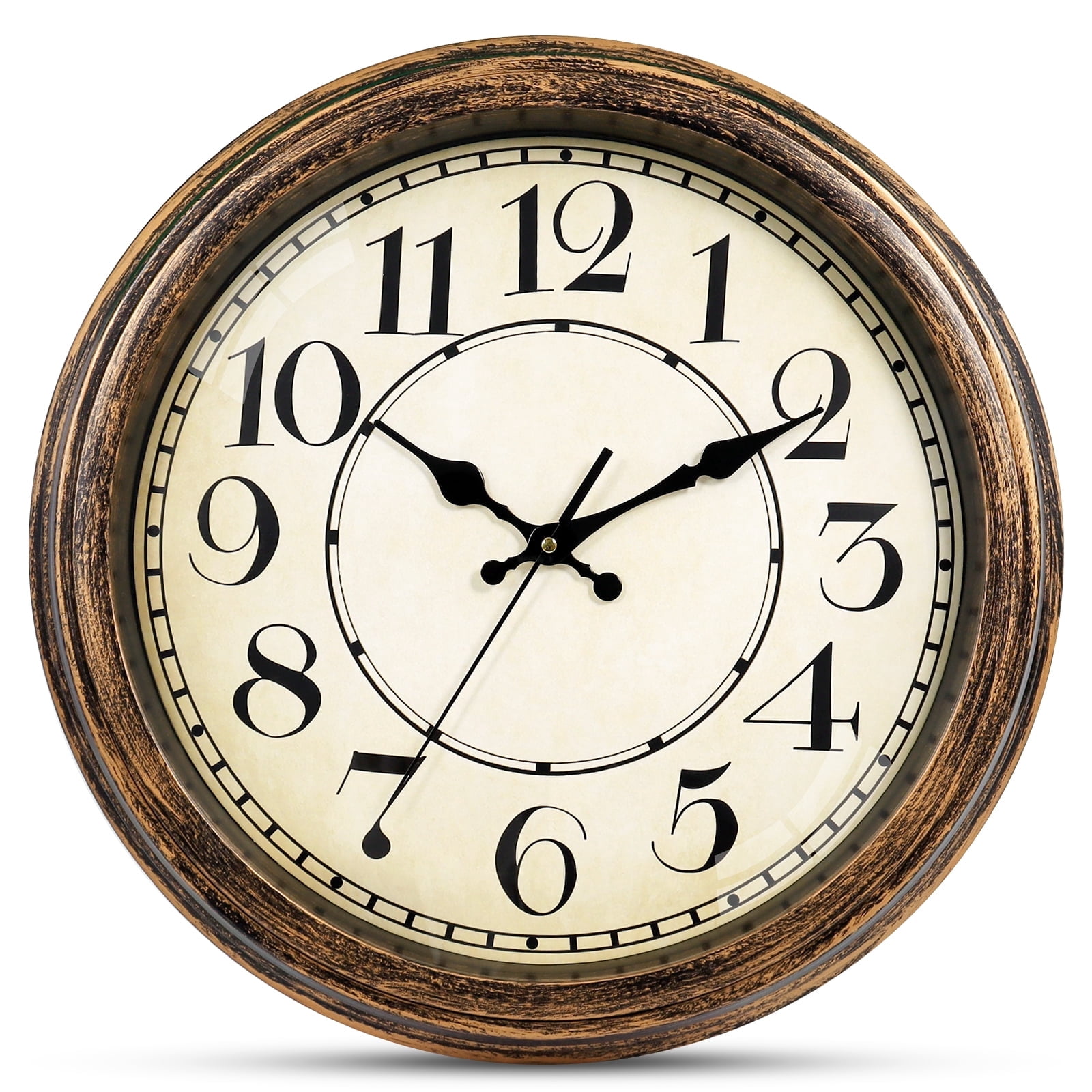 Geevon Retro Silent 16 Inch Wall Clock Non Ticking, Rustic Vintage ...