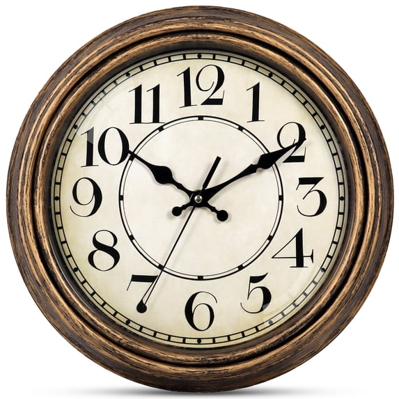 Geevon Retro Silent 12 Inch Wall Clock Non Ticking, Rustic Vintage Clock Quartz Decorative, Battery Operated for Kitchen/Office/Classroom/Bedroom/Living Room Decor