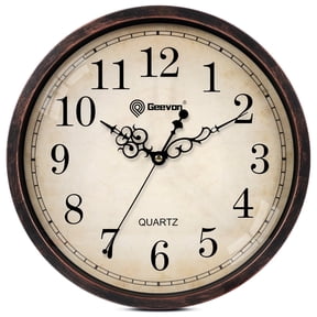 Geevon Vintage Wall Clock, Silent 12" Non Ticking Retro Round Clock Quartz Decorative Battery Operated Wall Clock for Kitchen, Office, Classroom, Bedroom, Living Room Decor