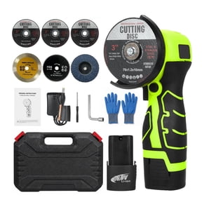 Geevorks Angle Grinder Tool, 7000rpm Mini Electric Angle Grinding Tool with 2pcs 16.8V 2000mAh Batteries and Cutting Discs, Grinder Handheld Cutter for Metal Wood