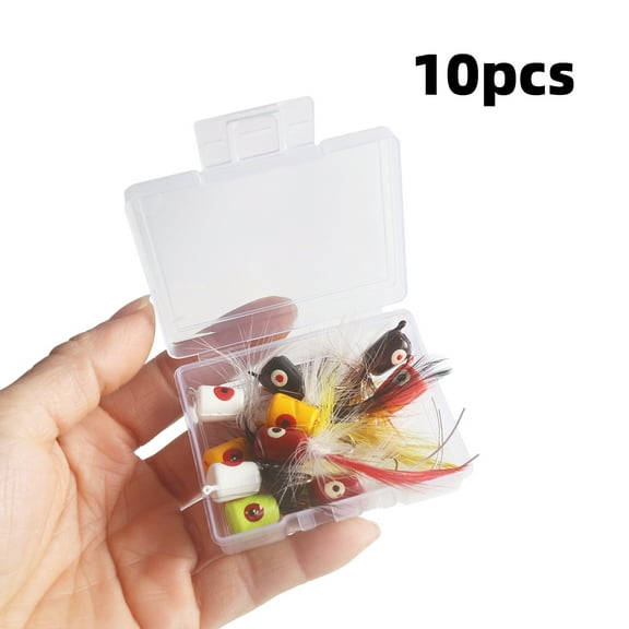 Geevorks Hooks,Bass Fly 10 Pcs Fly Panfish Topwater Popper Bass Panfish Topwater Popper Lures Fly Flies Sunfish Crappie Lures Bass Crappie Bass Panfish Popper Fly Box Fly Sunfish Flies Kit Bass Huiop