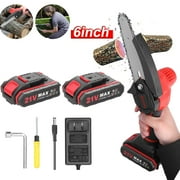 Geevorks Mini Chainsaw 6-inch with 2pcs Batteries, Cordless Power Chain Saws with Security Lock for Wood Cutting Tree Pruning Trimming