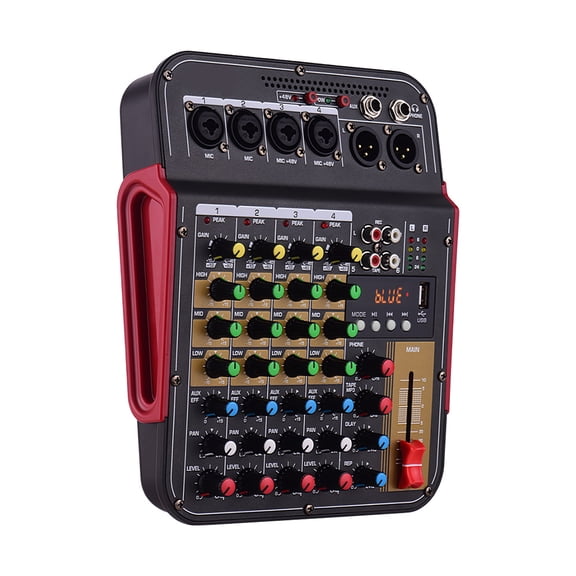 Geevorks Mixing Console,Dj Network Live Tm4 4-channel With Bt Function 4-channel Mer Console 4-channel Audio Console Bt Function Professional Studio Dj NetworkWith Bt Console Built-in 48v