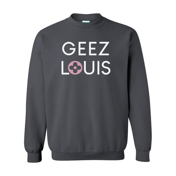 Geez Louis Crew Neck Unisex Adult Crewneck Sweatshirt Pullover-Charcoal-Small