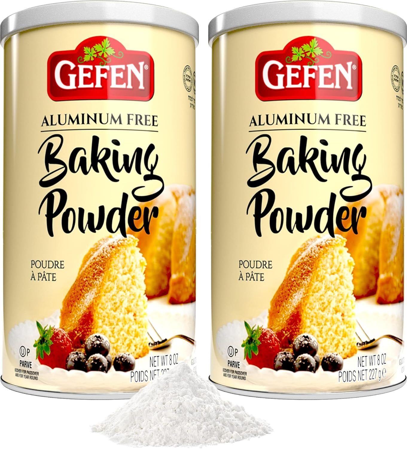 Gefen Baking Powder Aluminum Free, 8oz 2 Pack Total of 1LB Resealable