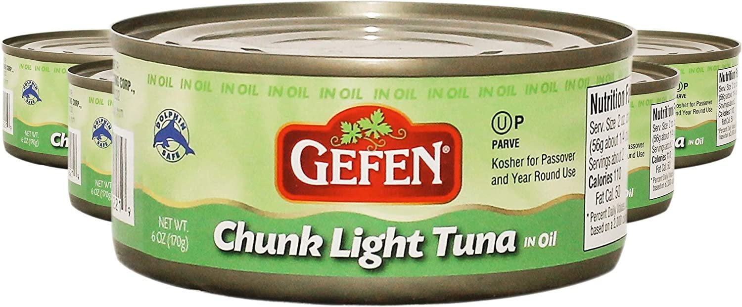 Gefen Chunk Light Tuna in Oil 6oz 6 Pack, Low Fat, Kosher