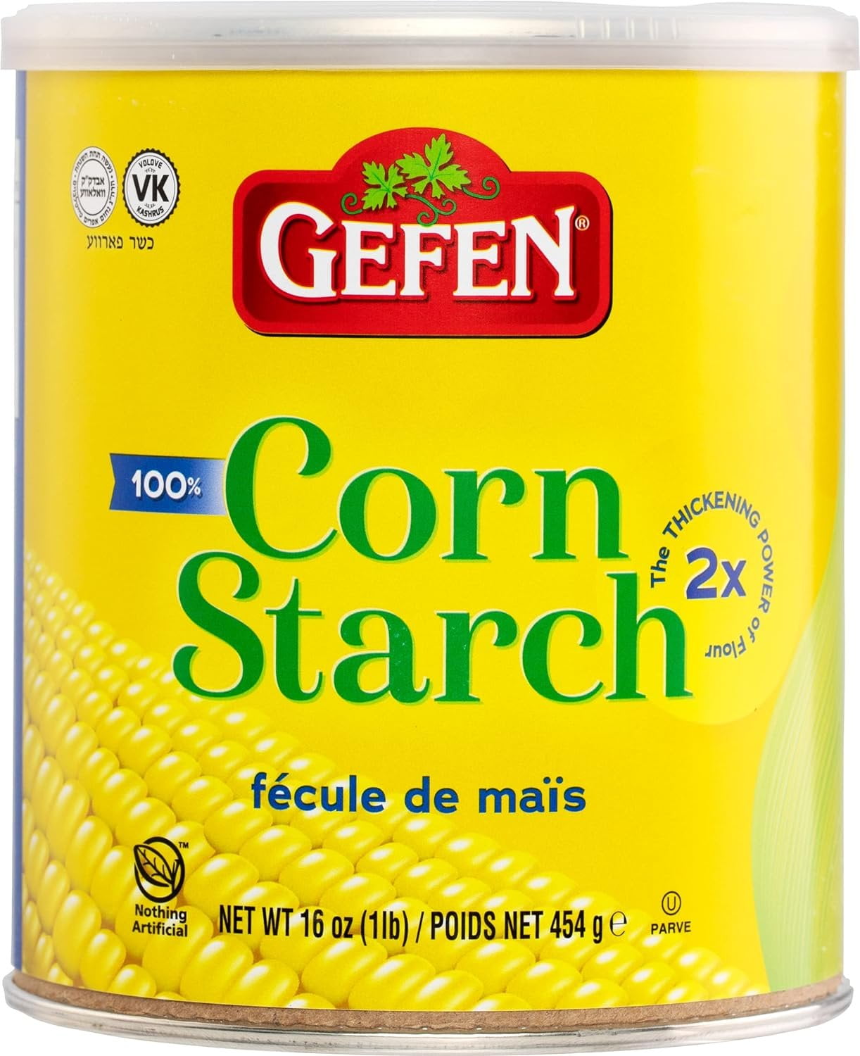 Gefen Corn Starch, 100 Pure, 16oz Canister with Resealable Lid, Kosher