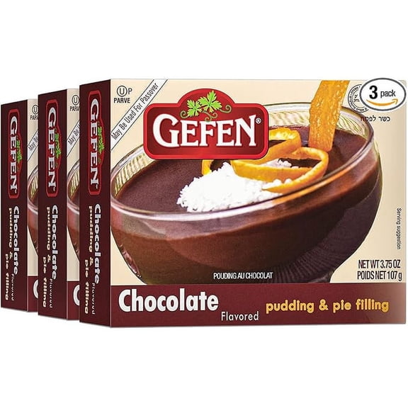 Gefen Creamy Chocolate Pudding and Pie Filling Mix, 3.75oz (3Pack) | Kosher for Passover, Rich & Creamy, Easy to Prepare