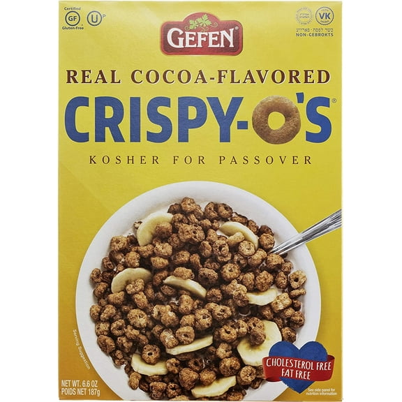 Gefen Crispy-O's Gluten Free Chocolate Cereal 6.6oz 2 Pack, Low Calorie, Fat Free, Cholesterol Free, Kosher for Passover, Low Sodium