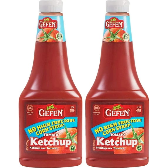 Gefen Fat Free Tomato Ketchup 28oz 2 Pack All Natural No High Fructose Corn Syrup No Vinegar Kosher for Passover