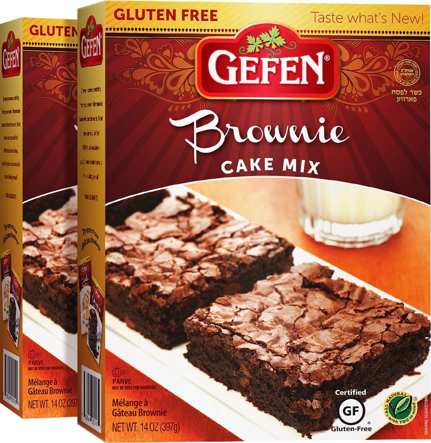 Gefen Gluten Free Brownie Fudge Cake Mix 14oz (2 Pack) | Grain Free | Soy Free | Dairy Free | Kosher for Passover, Quick and Easy instructions