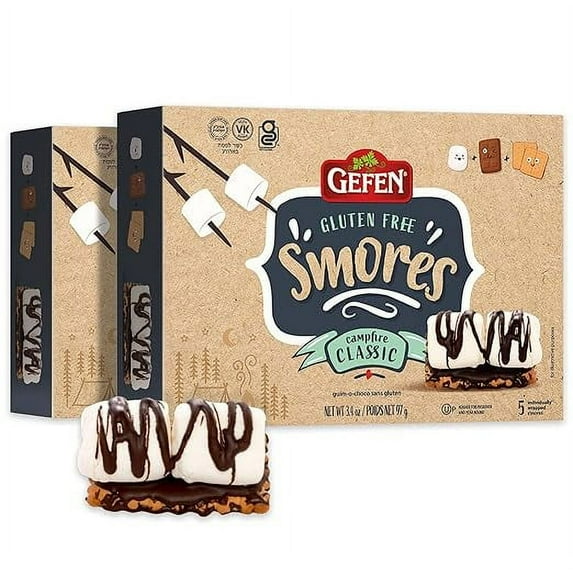 Gefen Gluten Free S'mores Cookie with marshmallow & Chocolate Drizzle (2 Pack) Toast & Indulge! | Grain Free | Certified Kosher for Passover | Dairy Free | Meat Free