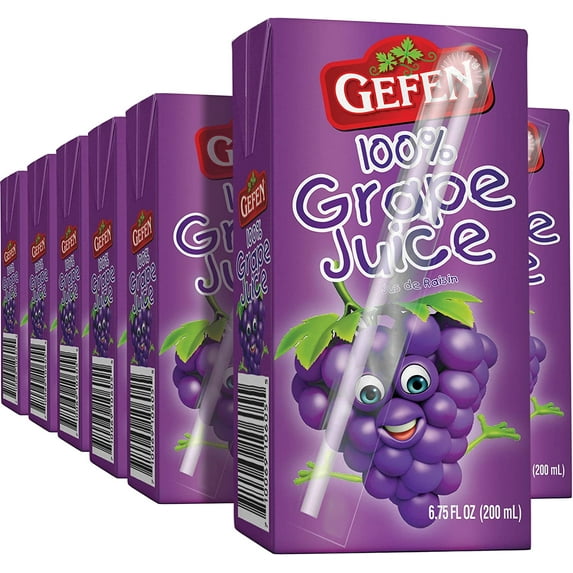 Gefen Grape juice Box Drink, 6.75oz (27 Pack) 100% Grape Juice, Tasty & Refreshing, Kosher for Passover, Drinking Straw included