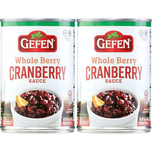 Gefen Jellied Cranberry Sauce 16oz 2 Pack All Natural, No High Fructose