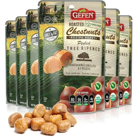 Gefen Organic Whole Roasted & Peeled Chestnuts, 3oz 6 Pack