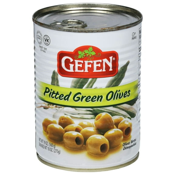 Gefen Pitted Green Olives 19 oz (Pack of 12)
