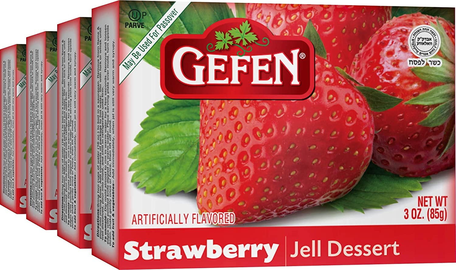 Gefen Strawberry Flavored Jello 3oz 4 Pack Easy to Make, Kosher for
