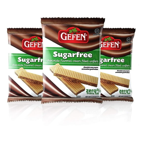 Gefen Sugar Free Chocolate Cream Filed Wafers 7oz 3 Pack Dairy Free, Zero Trans-fat, No Aspartame